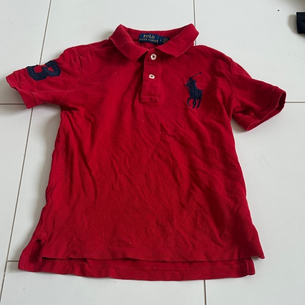 Polo by Ralph Lauren Kids Red Polo with Navy Logo 6